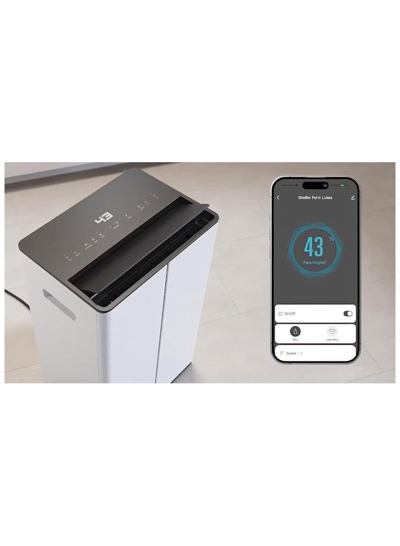 Stadler Form - Swiss Design Dehumidifier: Wi-Fi, 2 Drainage Options, Air Purification, Ideal for Large Rooms up to 70sqm, Quiet, 24H Timer, 5L Tank, Swing & Night Modes (Lukas) - 2-Year Warranty+Local Support L-031 White - Image 1
