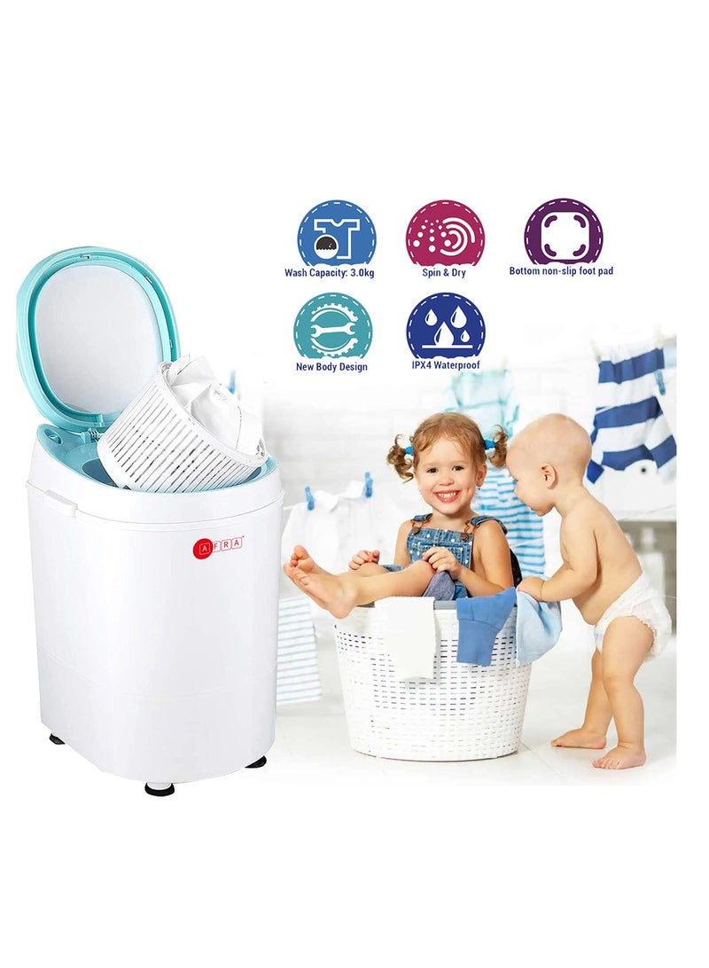 AFRA - Baby Washing Machine with Spin Function | 1-Year Warranty | IPX4 Waterproof | Energy Efficient | Compact Design AF-3024BWST White - Image 1
