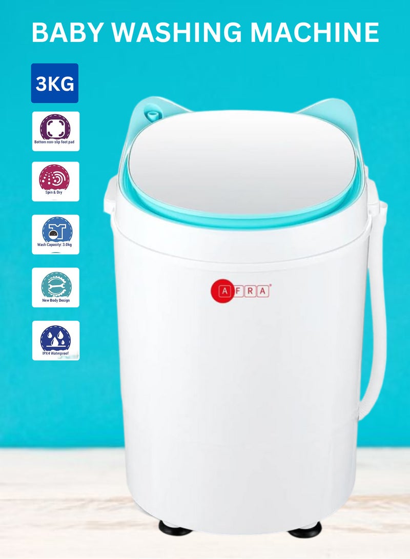 AFRA - Baby Washing Machine with Spin Function | 1-Year Warranty | IPX4 Waterproof | Energy Efficient | Compact Design AF-3024BWST White - Image 1