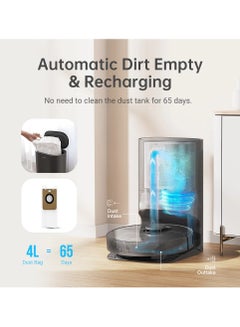 Dreame Robot Vacuum with Automatic Dirt Disposal-Empties Itself for 65 Days, LiDAR Navigation & 3D Obstacle Avoidance, 4000 Pa Suction Power & Smart Mapping, Compatible With Alexa 4 L 46 W Z10 Pro Black  - Image 2