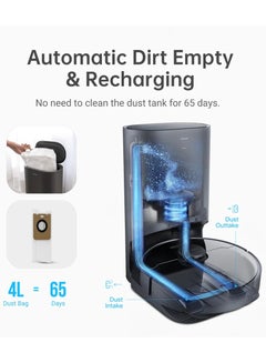 Dreame Robot Vacuum with Automatic Dirt Disposal-Empties Itself for 65 Days, LiDAR Navigation & 3D Obstacle Avoidance, 4000 Pa Suction Power & Smart Mapping, Compatible With Alexa 4 L 46 W Z10 Pro Black  - Image 3