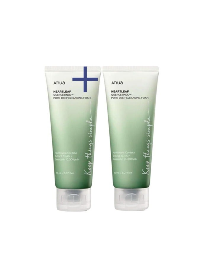Anua Heartleaf Quercetinol Pore Deep Cleansing Foam Pack Of 2 150 mlml  - Image 1
