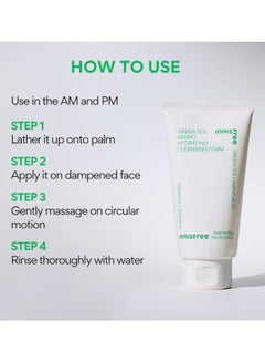 innisfree Green Tea Amino Hydrating Cleansing Foam 150grams  - Image 4