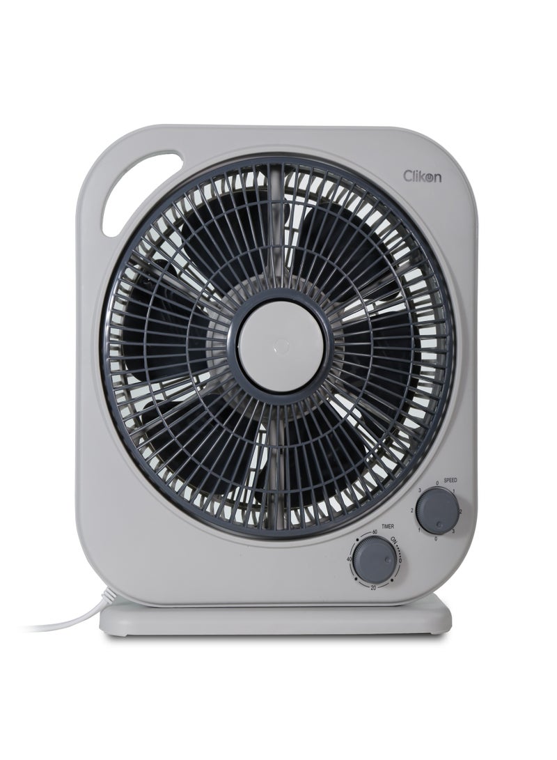 10-inch Box Fan CK2044, 3 Speed Control, 60 minutes timer, Personal Desk Box Fan With Powerful Motor With Powerful Airflow, Table Fan for Office, Home (3 Speed) Fan Guard CK2044 White
