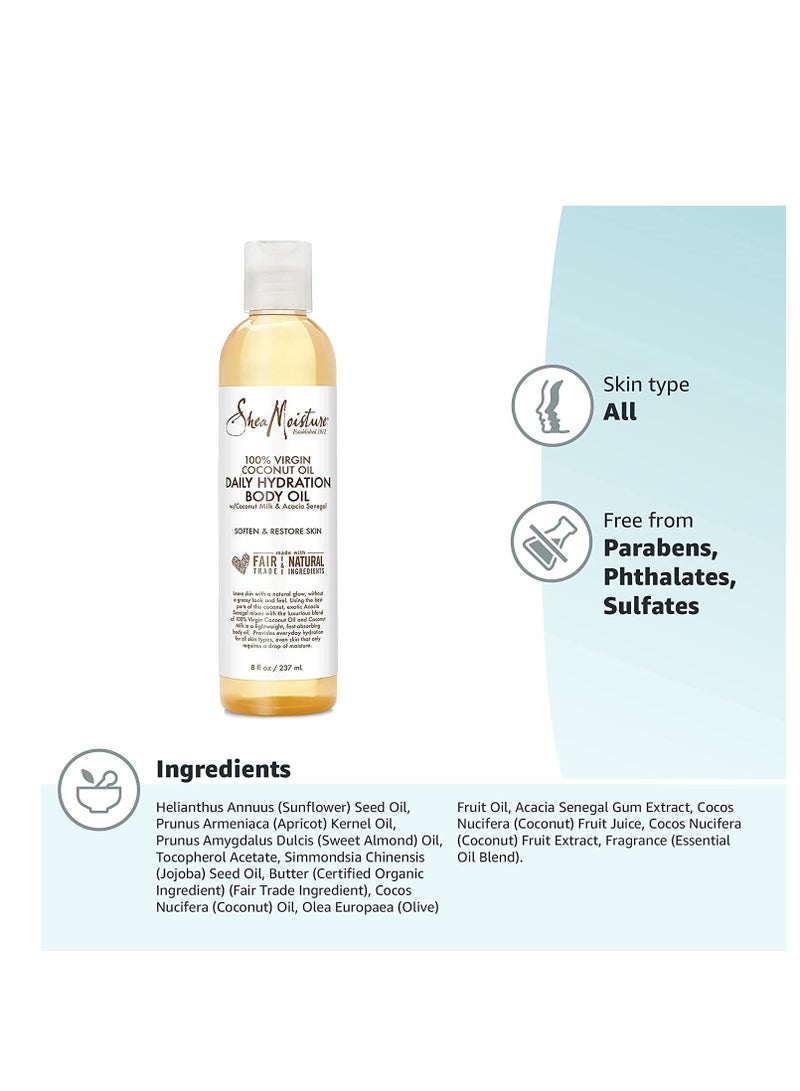 شيامويستر - Body Skin Care, Daily Hydration Body Oil with Virgin Coconut Oil & Shea Butter, Soften & Restore Radiant Healthy Glow to Dull Skin, Paraben Free 237 ml (pack of 2)ml - Image 1