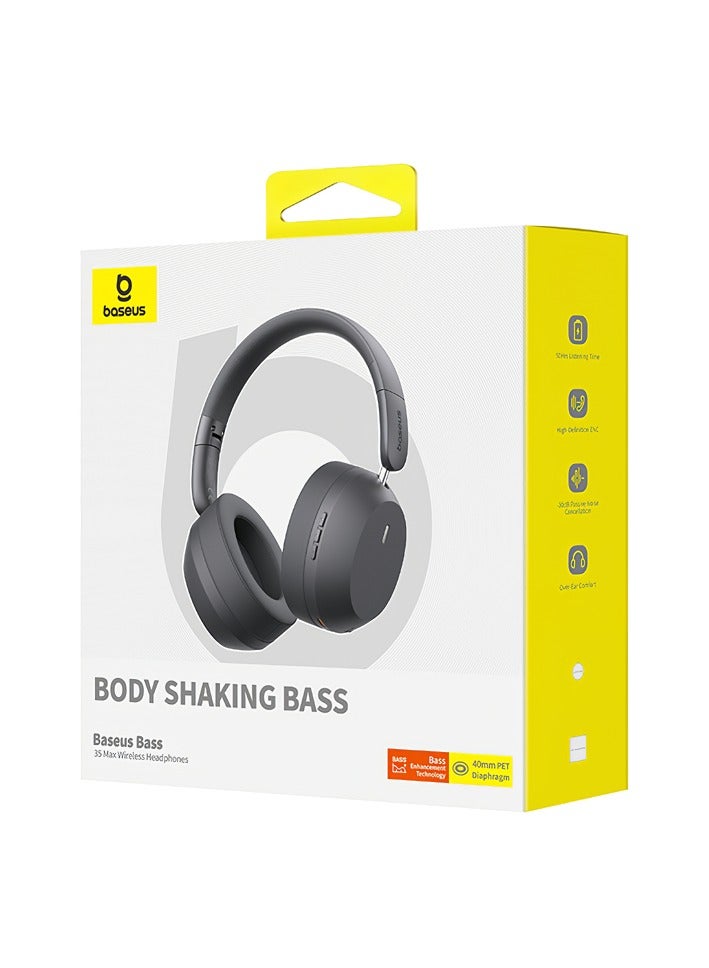 Baseus - Baseus Bass 35 Max Wireless Noise Cancelling Earphones Grey - Image 1