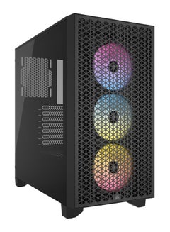 كورسير 3000D RGB Airflow Mid-Tower PC Case - Black - 3X AR120 RGB Fans - Four-Slot GPU Support – Fits up to 8X 120mm Fans - High Airflow Design  - Image 1