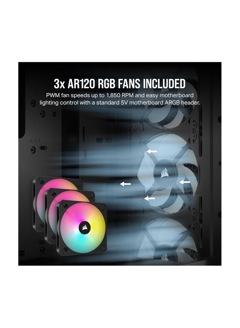 CORSAIR 3000D RGB Airflow Mid-Tower PC Case - Black - 3X AR120 RGB Fans - Four-Slot GPU Support – Fits up to 8X 120mm Fans - High Airflow Design  - Image 3