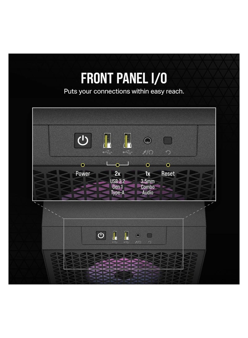 CORSAIR 3000D RGB Airflow Mid-Tower PC Case - Black - 3X AR120 RGB Fans - Four-Slot GPU Support – Fits up to 8X 120mm Fans - High Airflow Design  - Image 5