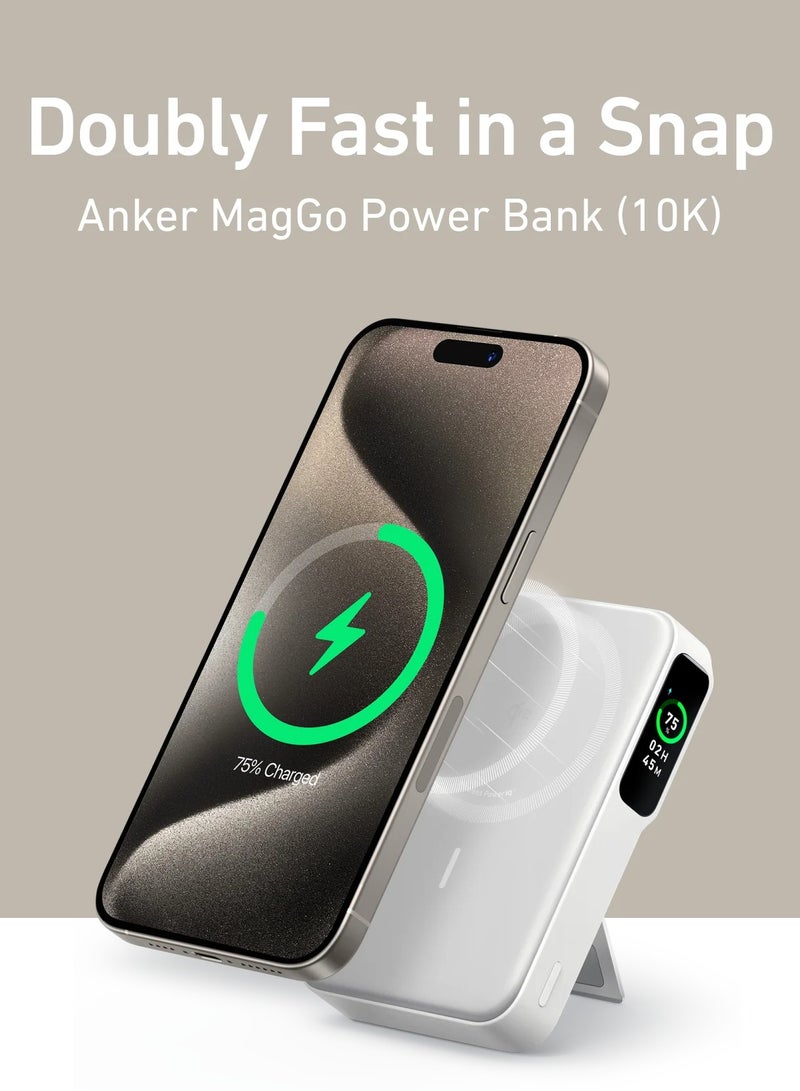 Anker Maggo 10K Power Bank, Qi2 Certified 15W Ultra Fast Charging Charger A1654 White  - Image 3