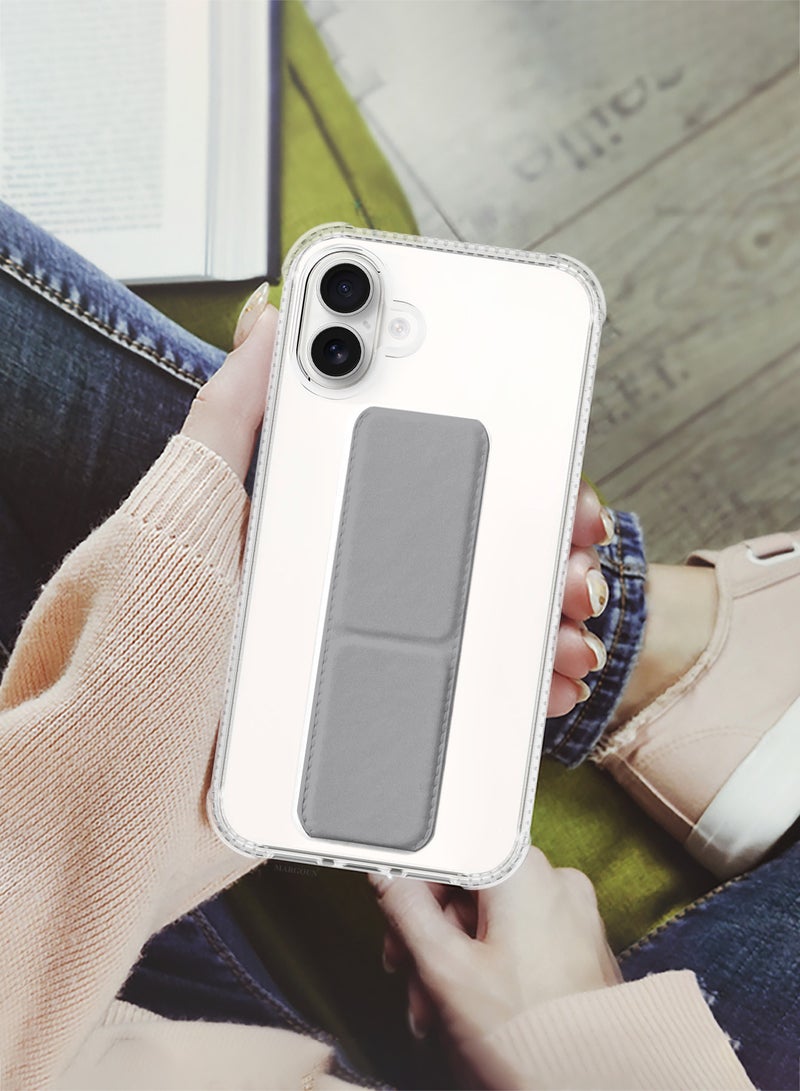 MARGOUN ( for iPhone 16 ) Case with Phone Grip and Expanding Stand, Kickstand Fully Protective Cover with Phone Grip Holder Grey - Image 5