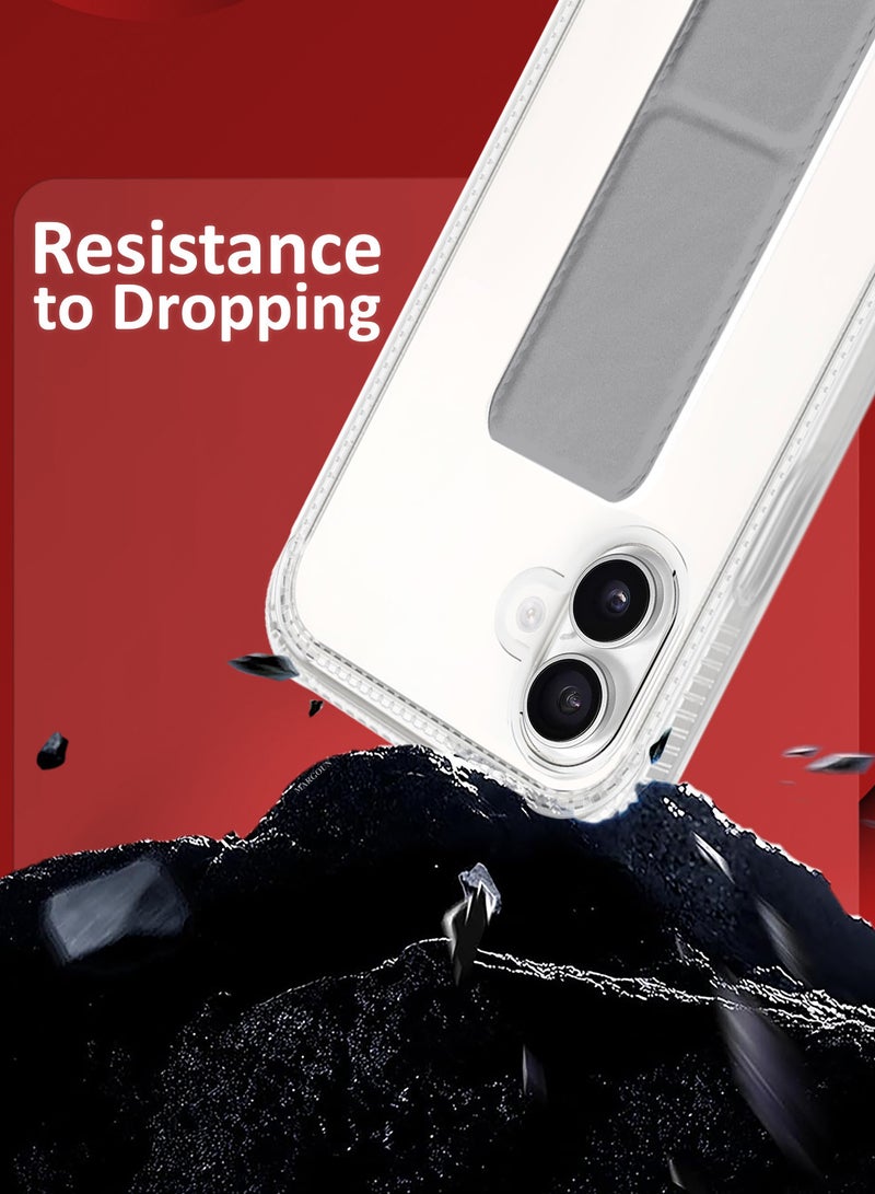 MARGOUN ( for iPhone 16 ) Case with Phone Grip and Expanding Stand, Kickstand Fully Protective Cover with Phone Grip Holder Grey - Image 3