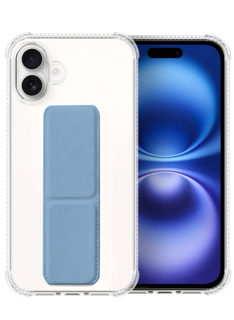 مارجون ( for iPhone 16 ) Case with Phone Grip and Expanding Stand, Kickstand Fully Protective Cover with Phone Grip Holder Light Blue - Image 1