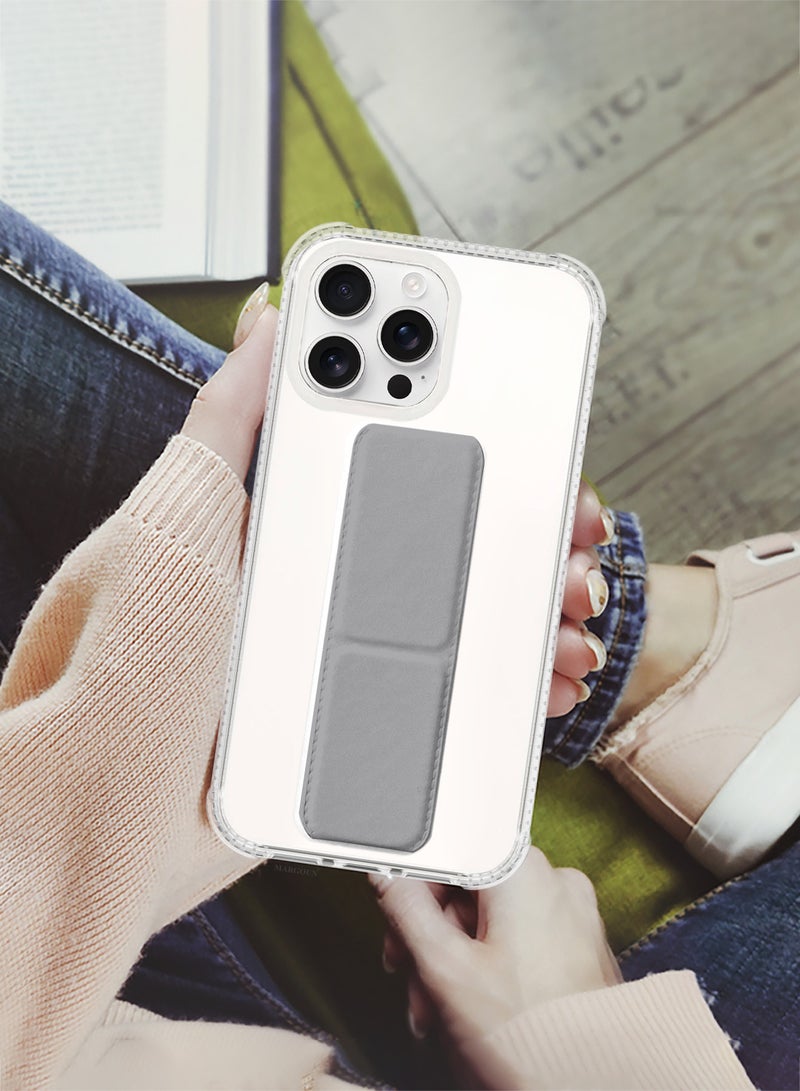 مارجون ( for iPhone 16 Pro Max ) Case with Phone Grip and Expanding Stand, Kickstand Fully Protective Cover with Phone Grip Holder Light Blue - Image 5