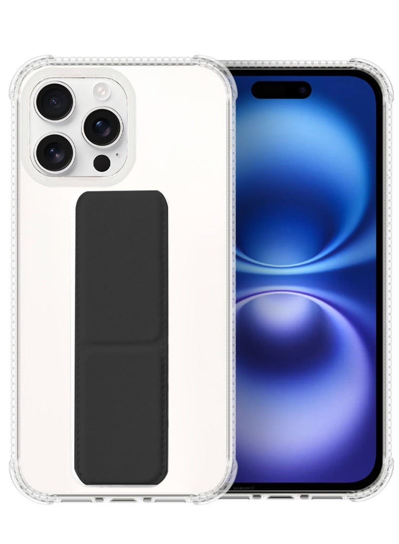 مارجون ( for iPhone 16 Pro ) 2 Pack, Case and Screen Protector, with Phone Grip and Expanding Stand, Kickstand Fully Protective Cover with Phone Grip Holder Black - Image 2