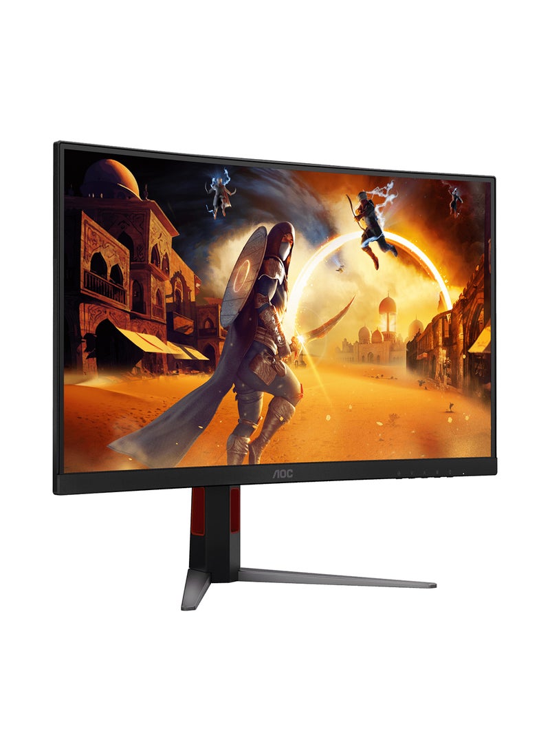 AOC CQ27G4 27" QHD VA Curved Gaming Monitor, 180Hz Refresh Rate, 0.5ms Response Time, Flicker-free Technology, HDR10 Adaptive Sync, HDMI 2.0 x 1, DisplayPort 1.4 x 1, CQ27G4 Black/Red  - Image 2