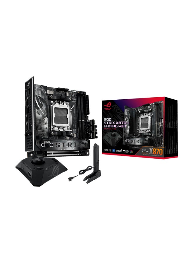 ASUS - ROG Strix X870-I Gaming Wi-Fi ATX Motherboard, X870 Chipset, AM5 Socket, 2*DIMM DDR5 96GB Max Memory, 2*M.2, 1*PCIe 5.0*16, 1*2.5Gb Ethernet & Wi-Fi 7, Bluetooth v5.4, 1*HDMI, Dual USB4, Exclusive AI Technologies, Overclocking Technologies | 90MB1IW0-M0EAY0 Black - Image 1