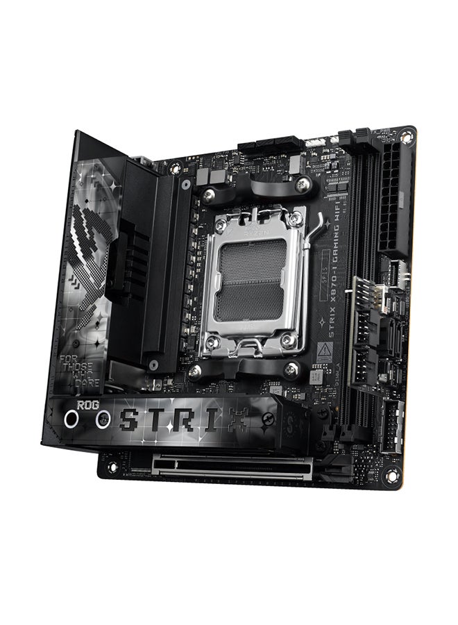 ASUS - ROG Strix X870-I Gaming Wi-Fi ATX Motherboard, X870 Chipset, AM5 Socket, 2*DIMM DDR5 96GB Max Memory, 2*M.2, 1*PCIe 5.0*16, 1*2.5Gb Ethernet & Wi-Fi 7, Bluetooth v5.4, 1*HDMI, Dual USB4, Exclusive AI Technologies, Overclocking Technologies | 90MB1IW0-M0EAY0 Black - Image 1