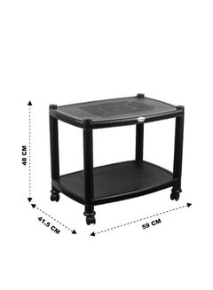 ESQUBE Esqube Sigma Plastic Trolley Portable Table Black Color Black  - Image 3