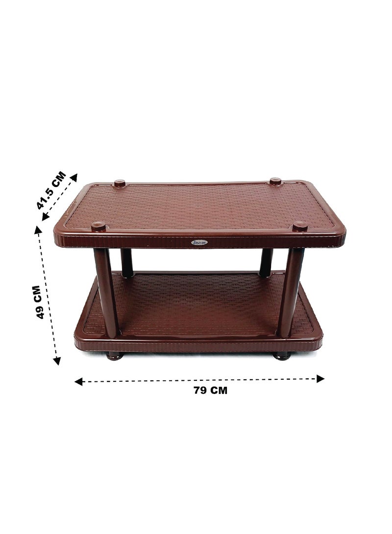 ESQUBE Esqube Coffee Table Teapoy Plastic Portable Table Brown Color Brown  - Image 3