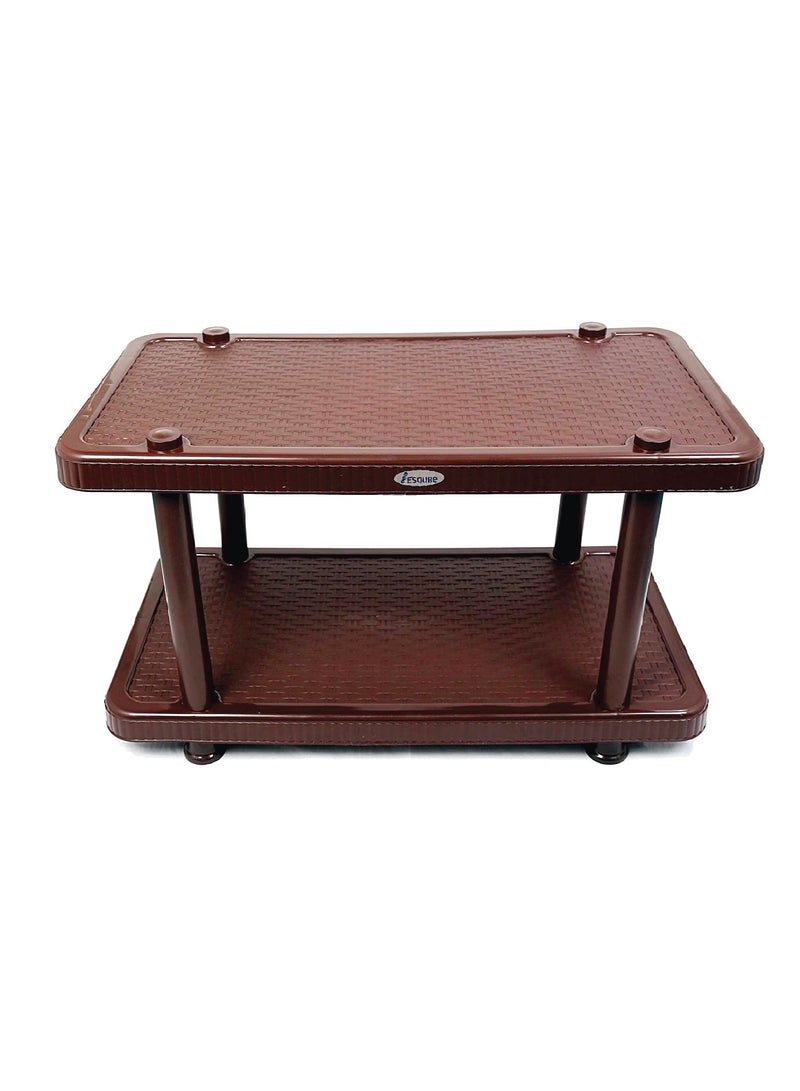 ESQUBE Esqube Coffee Table Teapoy Plastic Portable Table Brown Color Brown  - Image 2
