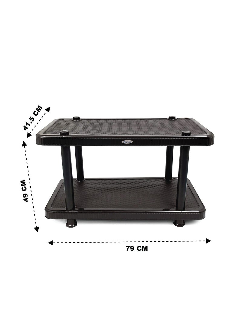 ESQUBE Esqube Coffee Table Center Teapoy Plastic Table Black Black  - Image 4