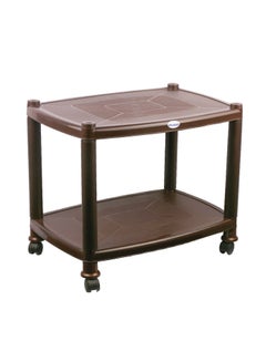 ESQUBE Esqube Sigma Plastic Trolley Portable Coffee Table, Brown Color Brown  - Image 1