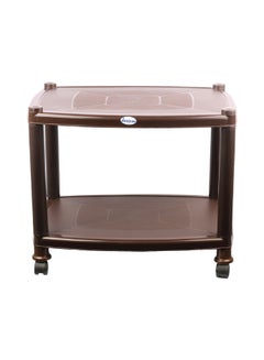 ESQUBE Esqube Sigma Plastic Trolley Portable Coffee Table, Brown Color Brown  - Image 2
