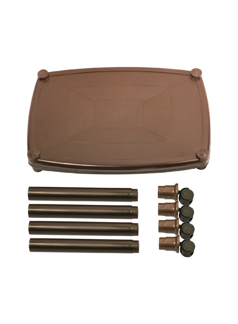 ESQUBE Esqube Sigma Plastic Trolley Portable Coffee Table, Brown Color Brown  - Image 5