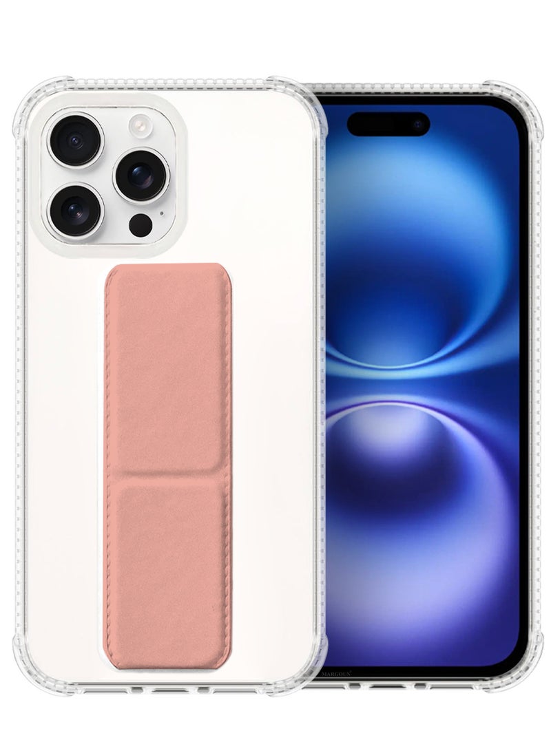MARGOUN ( for iPhone 16 Pro ) 2 Pack, Case and Screen Protector, with Phone Grip and Expanding Stand, Kickstand Fully Protective Cover with Phone Grip Holder Pink - Image 2
