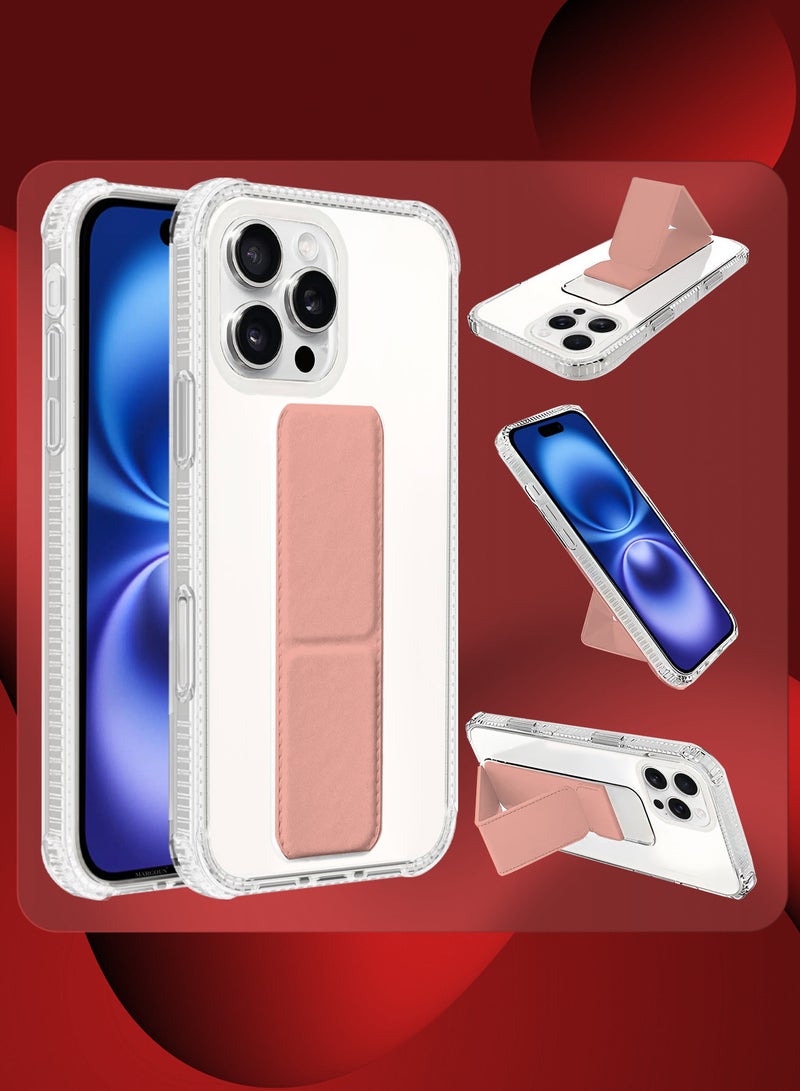 MARGOUN ( for iPhone 16 Pro ) 2 Pack, Case and Screen Protector, with Phone Grip and Expanding Stand, Kickstand Fully Protective Cover with Phone Grip Holder Pink - Image 3