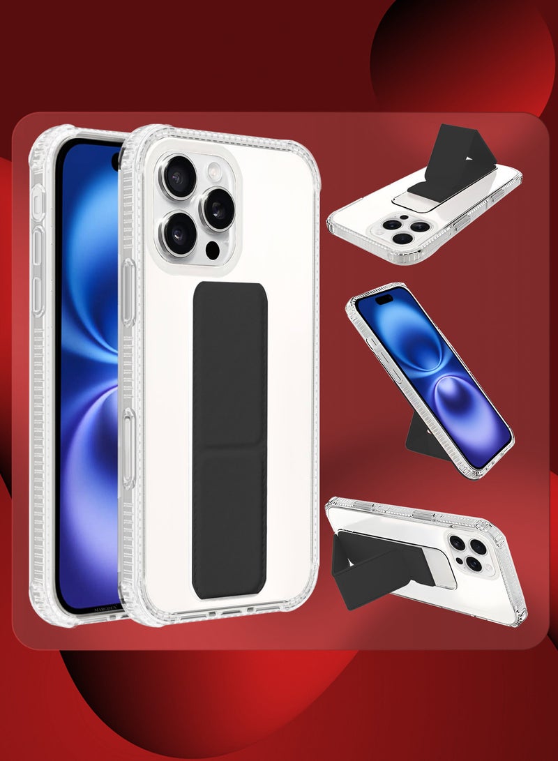 MARGOUN ( for iPhone 16 Pro Max ) Case with Phone Grip and Expanding Stand, Kickstand Fully Protective Cover with Phone Grip Holder Black - Image 2