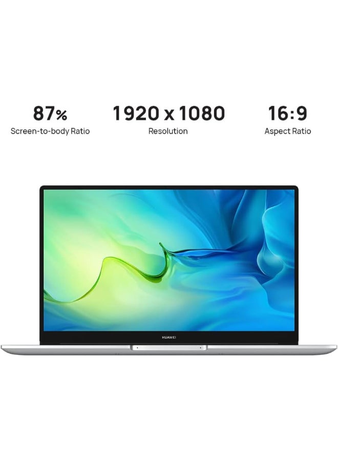 MateBook D15 Laptop With 15.6-Inch Display, Intel Core i5-1135G7 Processor/8GB RAM/512GB SSD/Windows 11/Intel Iris XE Graphics/ English/Arabic Space Grey