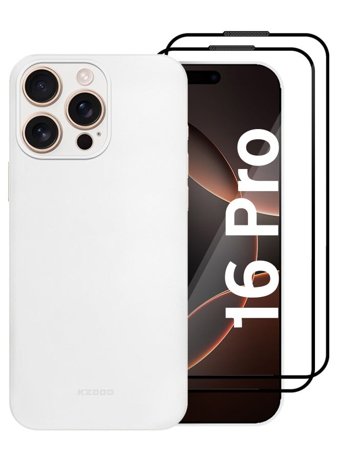 MARGOUN 3Packs Case Cover For Apple Iphone 16 Pro, Air Skin Series Back Cover Sturdy Durable Thin Case Drop Protection Cover With Two Shockproof Screen Protectors White - Image 1