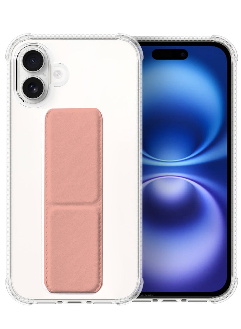 MARGOUN ( for iPhone 16 Plus ) 3 Pack, 1 Case and 2 Screen Protectors, with Phone Grip and Expanding Stand, Kickstand Fully Protective Cover with Phone Grip Holder Pink - Image 2