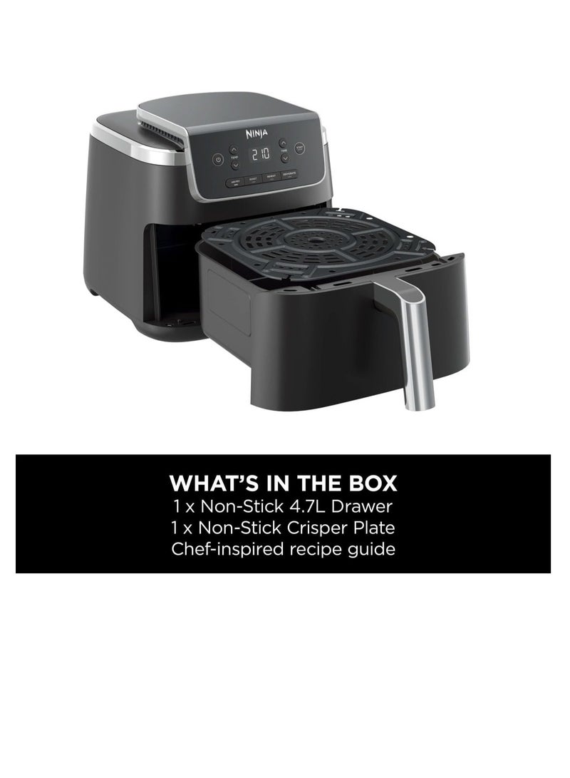 نينجا - Air Fryer Pro 4.7L, Single Drawer, 4-in-1, Air Fry, Roast, Reheat, Dehydrate, Cooks 1-2 Portions, Digital, Cook From Frozen, Non-Stick Drawer & Crisper Basket 4.7 L 1500 W AF140ME Black - Image 1