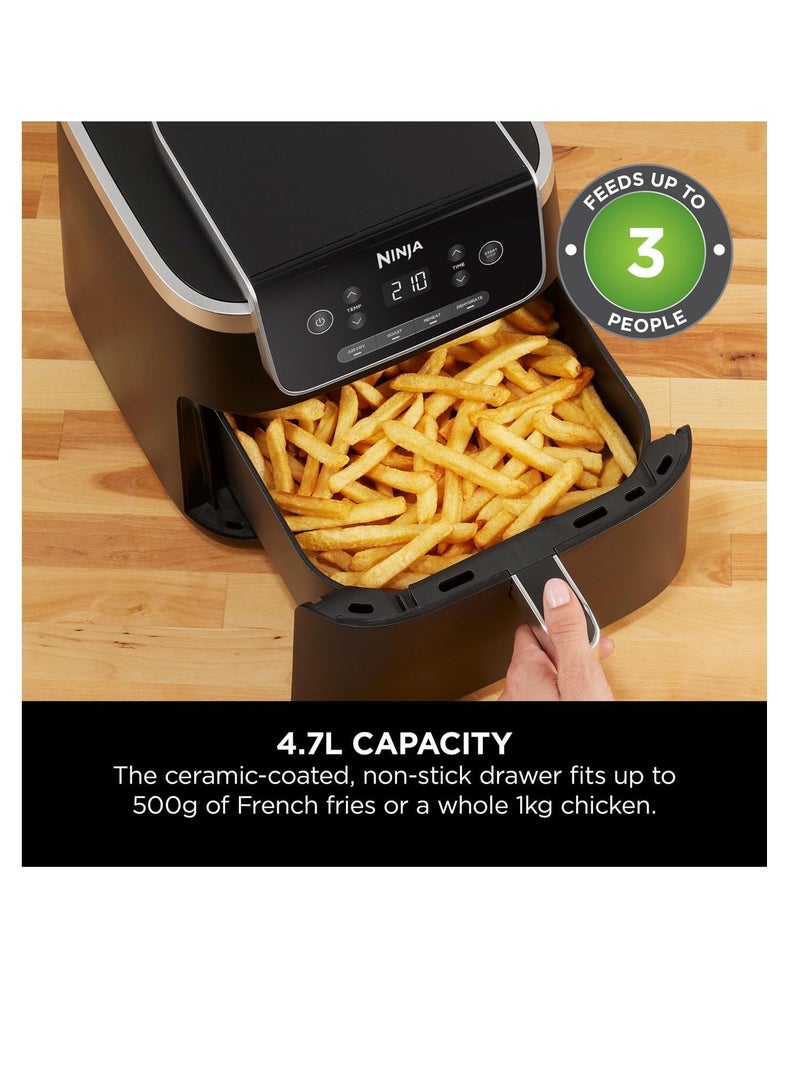 نينجا - Air Fryer Pro 4.7L, Single Drawer, 4-in-1, Air Fry, Roast, Reheat, Dehydrate, Cooks 1-2 Portions, Digital, Cook From Frozen, Non-Stick Drawer & Crisper Basket 4.7 L 1500 W AF140ME Black - Image 1