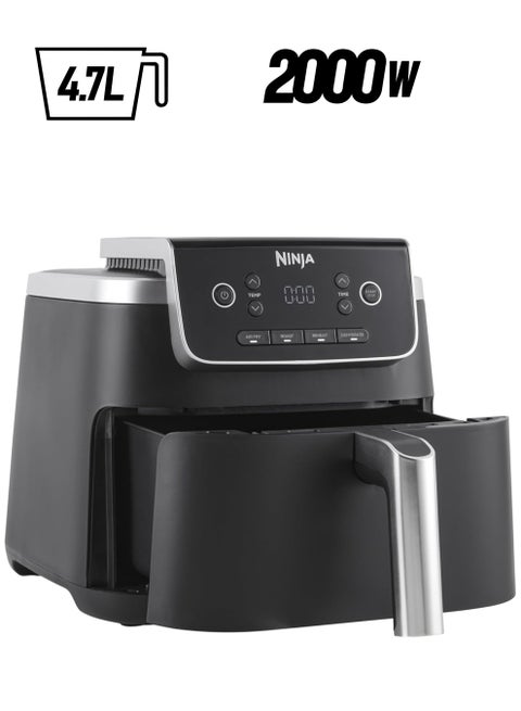 Air Fryer Pro 4.7L, Single Drawer, 4-in-1, Air Fry, Roast, Reheat, Dehydrate, Cooks 1-2 Portions, Digital, Cook From Frozen, Non-Stick Drawer & Crisper Basket 4.7 L 1500 W AF140ME Black