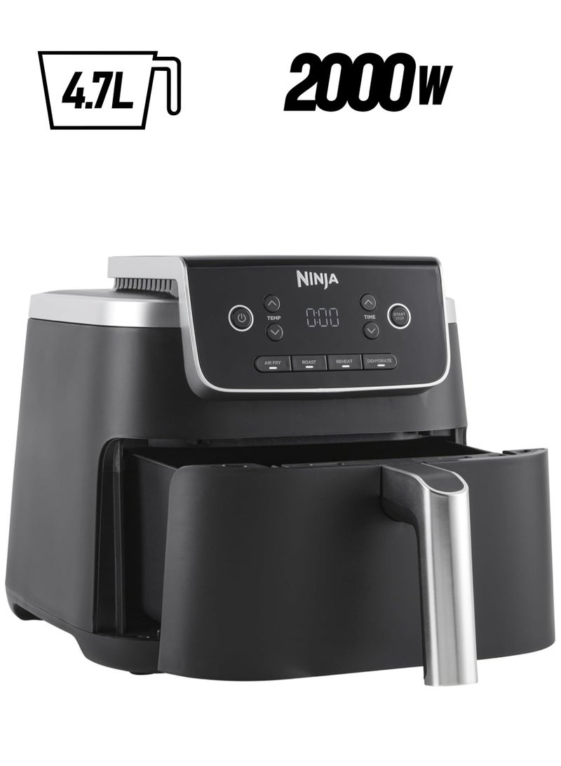 Ninja Air Fryer Pro 4.7L, Single Drawer, 4-in-1, Air Fry, Roast, Reheat, Dehydrate, Cooks 1-2 Portions, Digital, Cook From Frozen, Non-Stick Drawer & Crisper Basket 4.7 L 1500 W AF140ME Black - Image 1