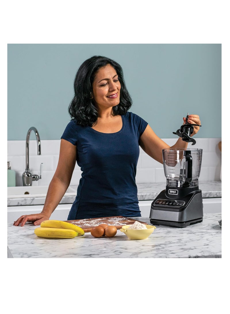 Ninja - Food Processor with 4 Automatic Programs; Chop, Puree, Slice, Mix, and 3 Manual Speeds, 2.1L Bowl, Chopping, Slicing & Dough Blades, Dishwasher Safe Parts 2.1 L 850 W BN650ME Silver - Image 1