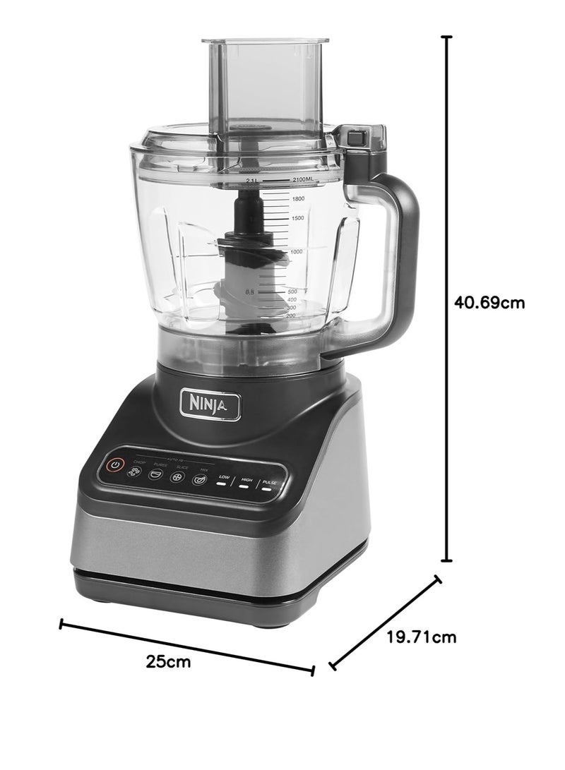Ninja - Food Processor with 4 Automatic Programs; Chop, Puree, Slice, Mix, and 3 Manual Speeds, 2.1L Bowl, Chopping, Slicing & Dough Blades, Dishwasher Safe Parts 2.1 L 850 W BN650ME Silver - Image 1