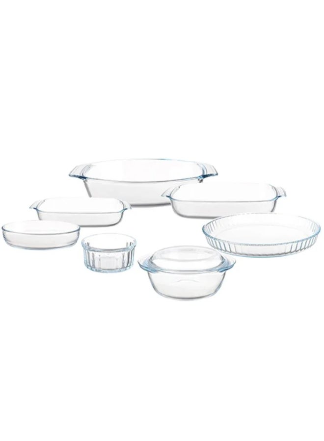 PYREX 3 rectangles shapes set of Pyrex 8 pieces  3 rectangle shapes (2.9L-1.4L-2L) round shape (1.4L) A casserole (2.1L) Oval shape dish (0.65L) Bowl(0.3L) Clear Tagin1 35x23x6.5/Tagin2 27x17x6/Tagin3 30x21x7/Tray 28/Pot 24x20x10/Oval Tray 21x13x5 Dish 10cm  - Image 5