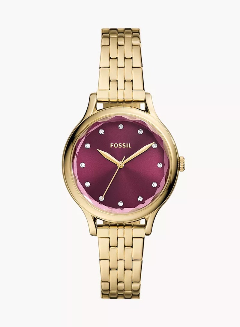FOSSIL Women's Laney Three-Hand Gold-Tone Stainless Steel Watch BQ3905 - 34mm  - Image 1