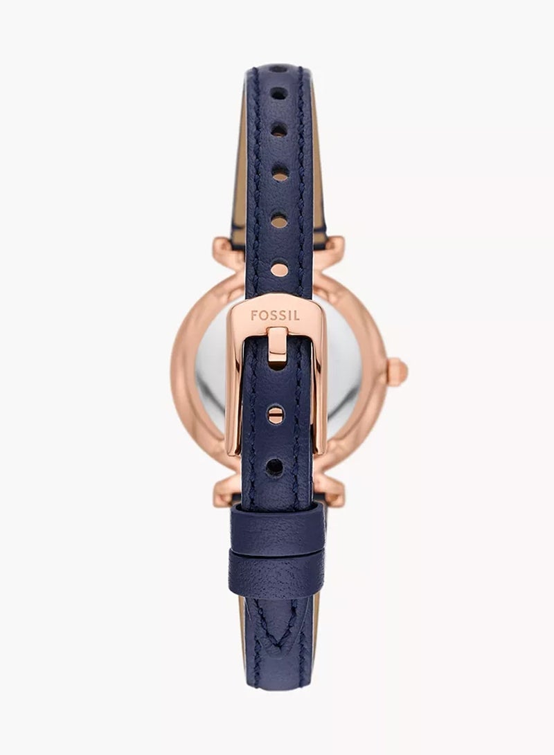 FOSSIL Women's Carlie Three-Hand Navy LiteHide Leather Watch ES5295 – 28mm  - Image 3