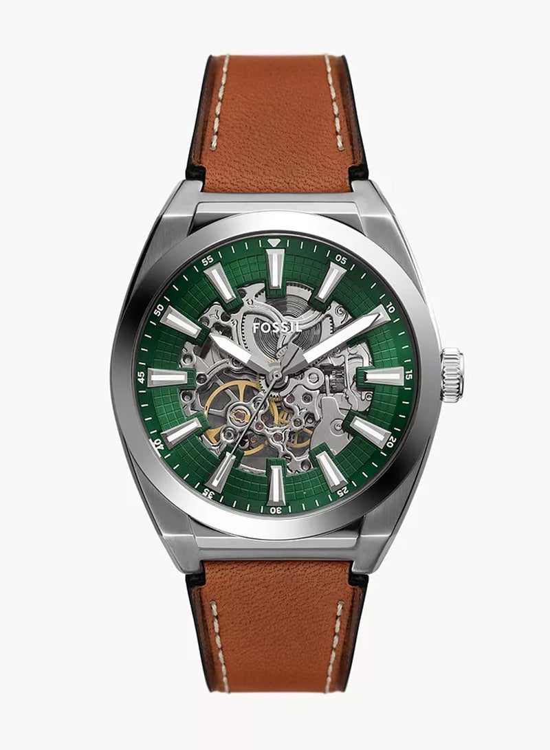 FOSSIL Men's Everett Automatic Brown Leather Watch ME3261 - 42mm  - Image 1