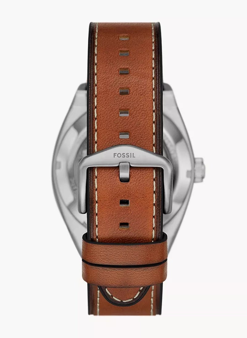 FOSSIL Men's Everett Automatic Brown Leather Watch ME3261 - 42mm  - Image 4