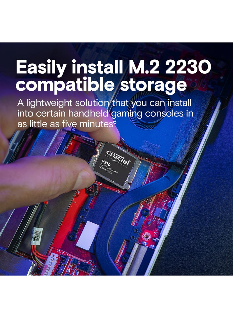 crucial - P310 1TB PCIe Gen4 NVMe 2230 M.2 Internal SSD, Up to 6000 Mb/s Sequential Write & 7100 Mb/s Sequential Read, 220 TBW SSD Endurance, Black | CT1000P310SSD2 1 TB - Image 1