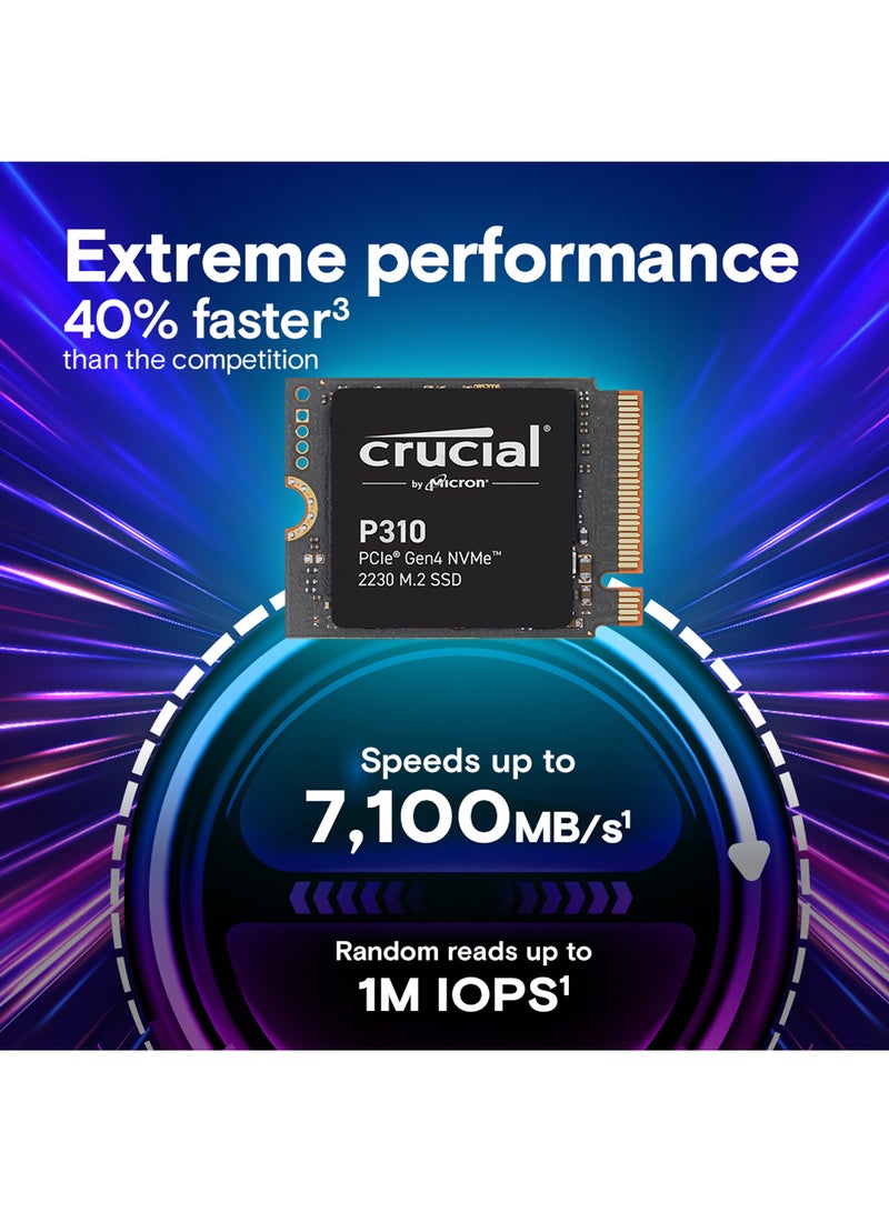crucial - P310 1TB PCIe Gen4 NVMe 2230 M.2 Internal SSD, Up to 6000 Mb/s Sequential Write & 7100 Mb/s Sequential Read, 220 TBW SSD Endurance, Black | CT1000P310SSD2 1 TB - Image 1