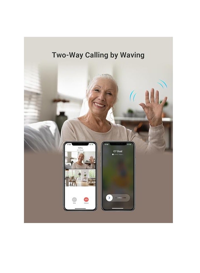 EZVIZ - C7 Dual-Lens 2K+ Pan & Tilt Wi-Fi Camera, 2560x1440 Resolution, AI-Powered Human & Pet Detection, 2.8mm Fixed & 6mm PT Lenses (108° & 60° View Angles), 10m IR Night Vision, H.265 Video Compression, Dual-Band Wi-Fi, Smart Motion Detection, Patrol Mode, MicroSD Support (Up to 512GB), EZVIZ Cloud Storage, Type-C Power, IP65 Weatherproof, Google Assistant & Alexa Integration, Bluetooth Pairing, Easy Setup with EZVIZ App - Image 1