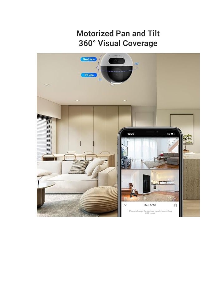 C7 Dual-Lens 2K+ Pan & Tilt Wi-Fi Camera, 2560x1440 Resolution, AI-Powered Human & Pet Detection, 2.8mm Fixed & 6mm PT Lenses (108° & 60° View Angles), 10m IR Night Vision, H.265 Video Compression, Dual-Band Wi-Fi, Smart Motion Detection, Patrol Mode, MicroSD Support (Up to 512GB), EZVIZ Cloud Storage, Type-C Power, IP65 Weatherproof, Google Assistant & Alexa Integration, Bluetooth Pairing, Easy Setup with EZVIZ App - pnsku/N70117539V/45/_/1728449260/5630f207-7b58-4471-bd38-bd0bce1596d6